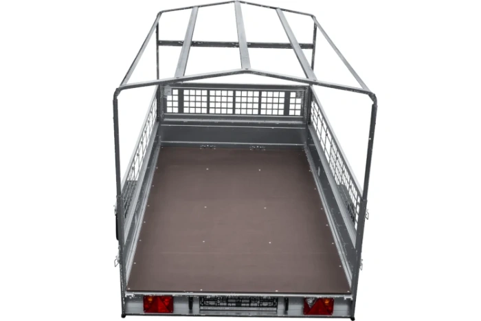 Autoaanhanger op veren 264x150 UNITRAILER GARDEN 265/R KIPP met gaaswanden, H-800 frame en blauwe hoes