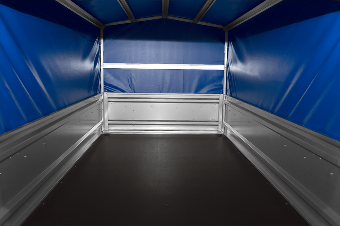 Autotrailer 264x125 UNITRAILER FORCE 264 KIPP met H-800 frame en blauwe hoes