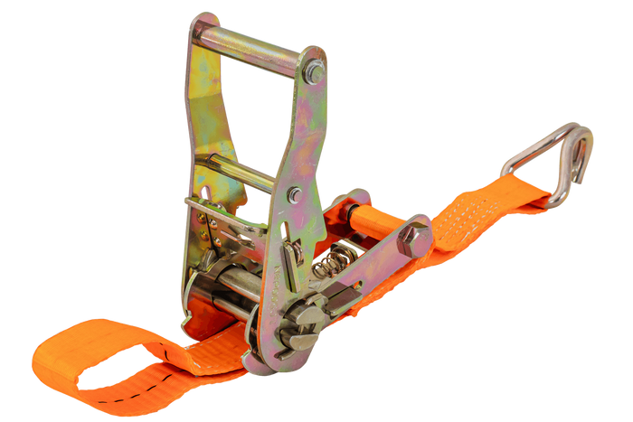 Set van vier UNITRAILER 3m/25mm/1t oranje transportbanden met spaninrichting