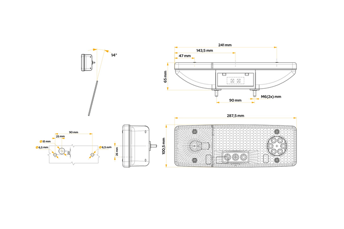 Achterlichten WAŚ WE549L+WE549P 4 functies links+rechts