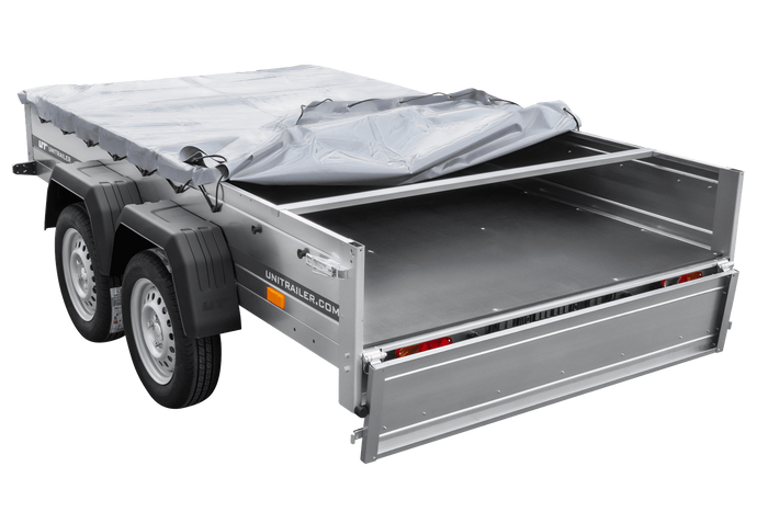 Autoaanhanger 264x150 UNITRAILER GARDEN 265/2 KIPP met H-0 frame en grijze afdekking