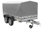 Tweeassige aanhanger met aluminium zijwanden 264x125 Unitrailer Garden 264/2 KIPP ALU met H-800 frame en grijze afdekking