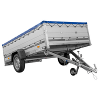 Enkelassige aanhanger met aluminium zijwanden 264x150 Unitrailer Garden 265 KIPP ALU met BIS-zijwanden, H-0 frame en blauwe afdekking