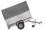 Lichte aanhanger 200x106 UNITRAILER GARDEN 200 KIPP met BIS-zijwanden, H-800 frame en grijze afdekking