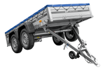 Tweeassige aanhanger met aluminium zijwanden 264x125 Unitrailer Garden 264/2 KIPP ALU met H-0 frame en blauwe afdekking