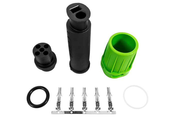 MANTES waterdichte connector voor achterlichten van aanhangers, bajonetsluiting, 5-pins, groen, rechts