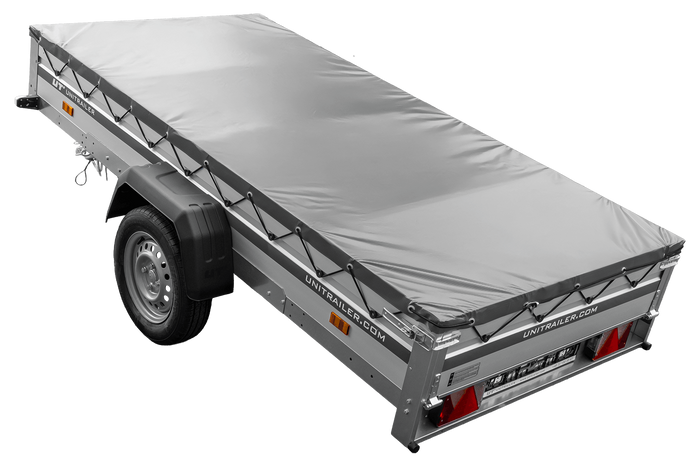 Autoaanhanger met aluminium zijwanden 264x125 Unitrailer Garden 264 KIPP ALU met H-0 frame en grijze afdekking