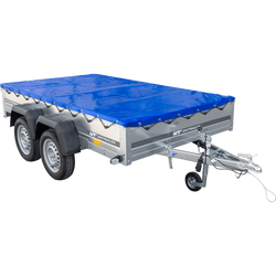 Autoaanhanger 264x150 UNITRAILER GARDEN 265/2 KIPP met H-0 frame en blauwe hoes