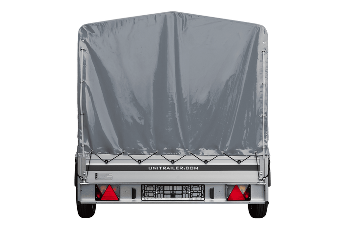 Autoaanhanger met aluminium zijwanden 264x150 Unitrailer Garden 265 KIPP ALU met H-1100 frame en grijze afdekking