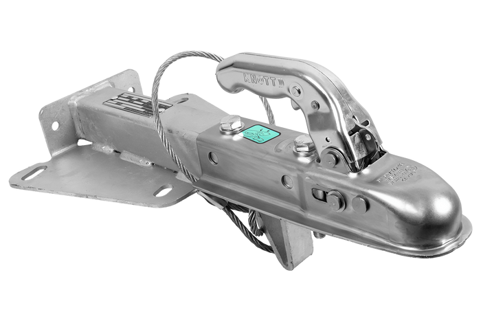 KNOTT K7.5-H+KZE7.5 kogelkoppeling met steun en kabel voor een aanhanger van 750 kg met V-vormige dissel.