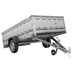 Enkelassige aanhanger met aluminium zijwanden 264x150 Unitrailer Garden 265 KIPP ALU met BIS-zijwanden, H-0 frame en grijze afdekking