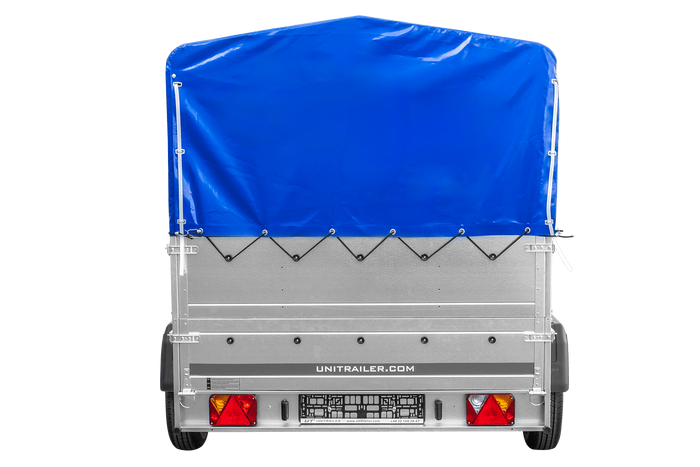 Lichte aanhanger 264x150 UNITRAILER GARDEN 265/2 KIPP met BIS-zijwanden, H-800 frame en blauwe afdekking