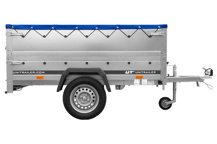 Autotrailer 200x125 UNITRAILER GARDEN 201 KIPP met BIS-zijwanden en blauw dekzeil