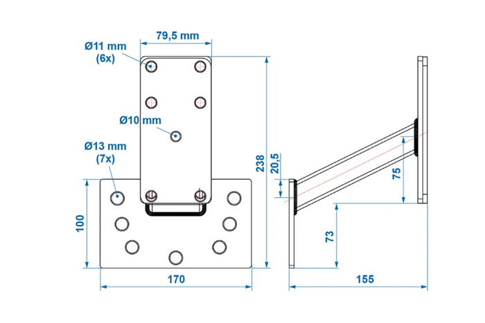 ProPlus 342643 Bevestigingsbeugel voor reservewiel van aanhanger, hoek 8-16"