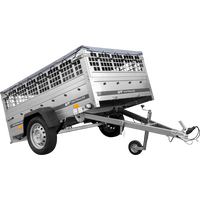 Autoaanhangwagen op veren 200x125 UNITRAILER GARDEN 201/R KIPP met gaaswanden, H-0 frame en grijze afdekking