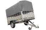 1-assige kiepwagen 230 x 125 Garden Trailer 230 KIPP met mesh boordwanden en H-800 frame met grijze kap