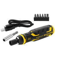 STANLEY 4V schroevendraaier met accu, oplader en bits 