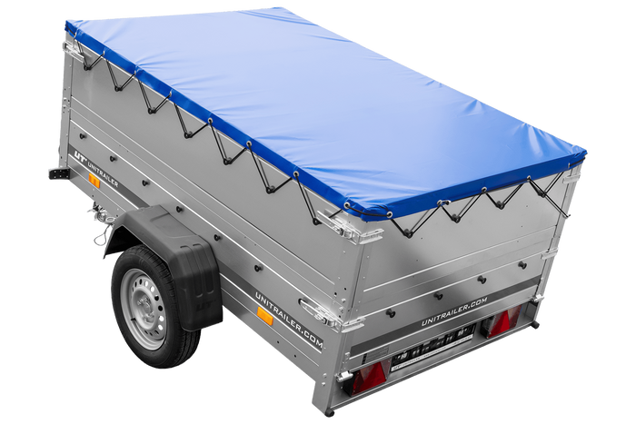 Autotrailer 200x125 UNITRAILER GARDEN 201 KIPP met BIS-zijwanden en blauw dekzeil