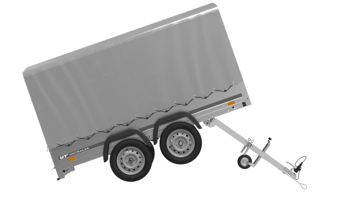 Tweeassige aanhanger 264x125 UNITRAILER GARDEN 264/2 KIPP met H-1100 frame en grijze huif