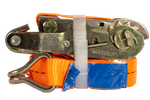 Set van vier UNITRAILER 5m/25mm/1t oranje transportbanden met spaninrichting