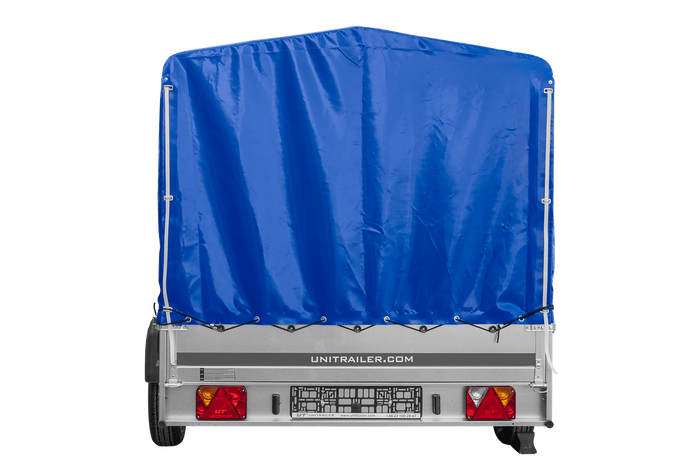 Eenassige aanhangwagen 264x150 UNITRAILER GARDEN 265 KIPP met H-1100 frame en blauwe huif