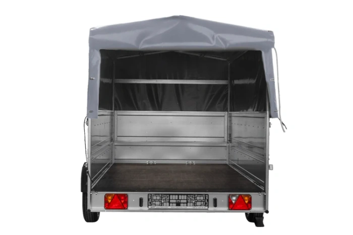 Enkelassige aanhanger op veren 264x150 UNITRAILER GARDEN 265/R KIPP met BIS-zijwanden, H-800 frame en grijze afdekking