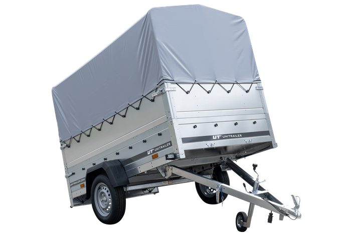 Autoaanhanger 230x125 UNITRAILER GARDEN 230 KIPP met BIS-zijwanden, H-800 frame en grijze afdekking