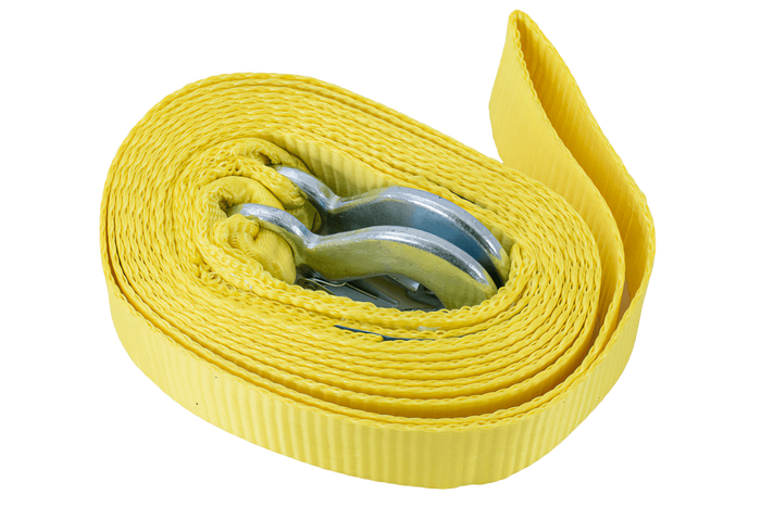 Sleepkabel met haken UNITRAILER sleepband 5m/50mm/4t geel