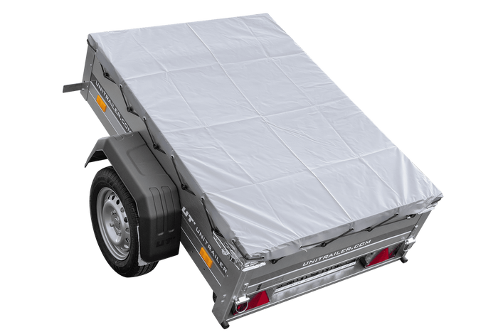 Garden trailer 150 kipp met steunwiel, frame h-0 en grijs dekzeil