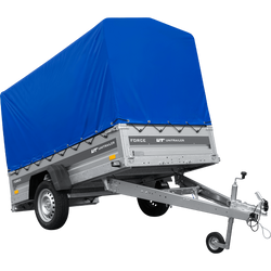 Lichte aanhanger 230x125 UNITRAILER FORCE 230 KIPP met H-1100 frame en blauwe hoes