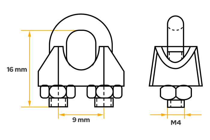 DROMET ZL.3 beugelklem voor 3mm touwen