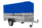Lichte aanhangwagen 264x125 UNITRAILER GARDEN 264 KIPP met gaaswanden, H-800 frame en blauwe kap