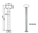 Vaste steun met klem en gietijzeren klem WINTERHOFF RSR48-600+KLE48-G 150kg 48mm 600mm