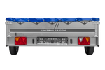 Enkelassige aanhanger op veren 264x150 UNITRAILER GARDEN 265/R KIPP met H-0 frame en blauwe afdekking