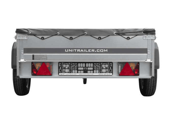 Autoaanhanger 200x125 UNITRAILER GARDEN 201 KIPP met H-0 frame en grijze afdekking