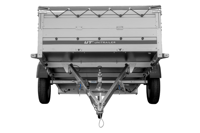 Enkelassige aanhanger met aluminium zijwanden 264x150 Unitrailer Garden 265 KIPP ALU met BIS-zijwanden, H-0 frame en grijze afdekking