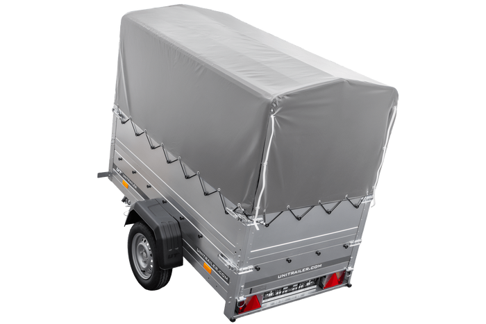 Lichte aanhanger 200x106 UNITRAILER GARDEN 200 KIPP met BIS-zijwanden, H-800 frame en grijze afdekking