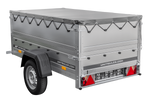 Autoaanhanger 200x106 UNITRAILER GARDEN 200 KIPP met BIS-zijwanden en grijze afdekking