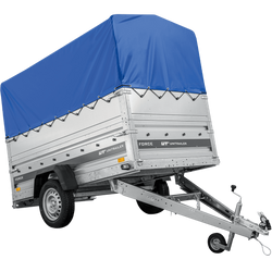 Autotransporter 230x125 UNITRAILER FORCE 230 KIPP met BIS-zijwanden, H-800 frame en blauwe afdekking