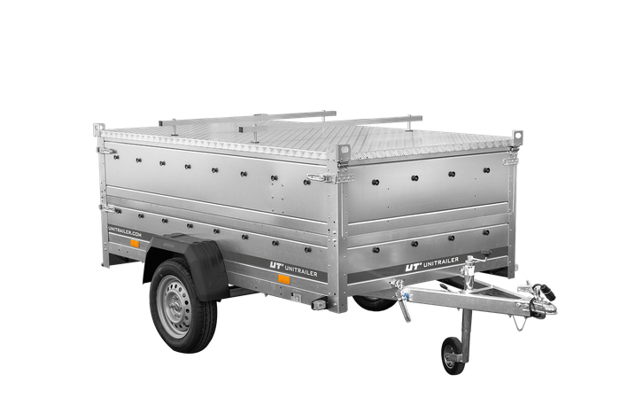 Enkelassige aanhanger 230x125 UNITRAILER GARDEN 230 KIPP met BIS-zijwanden en aluminium afdekking