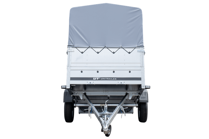Autoaanhanger 230x125 UNITRAILER GARDEN 230 KIPP met BIS-zijwanden, H-800 frame en grijze afdekking