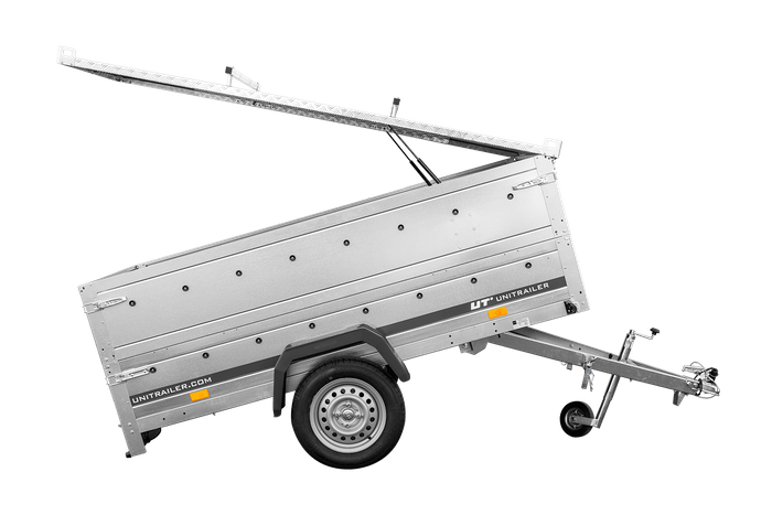 Enkelassige aanhanger 230x125 UNITRAILER GARDEN 230 KIPP met BIS-zijwanden en aluminium afdekking