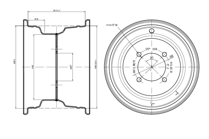 UNITRAILER stalen velg zwart 5,5"x8"H2 4x88 ET:-2