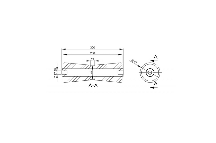KNOTT 300mm kielrol, onderrol voor boottrailer