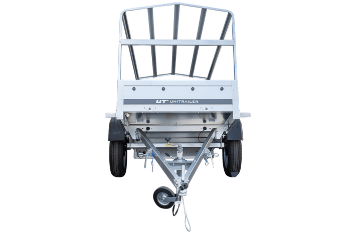 Enkelassige aanhanger 200x106 UNITRAILER GARDEN 200 KIPP met H-800 frame en blauw dekzeil