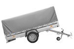 Enkelassige aanhanger met aluminium zijwanden 264x150 Unitrailer Garden 265 KIPP ALU met H-800 frame en grijze afdekking