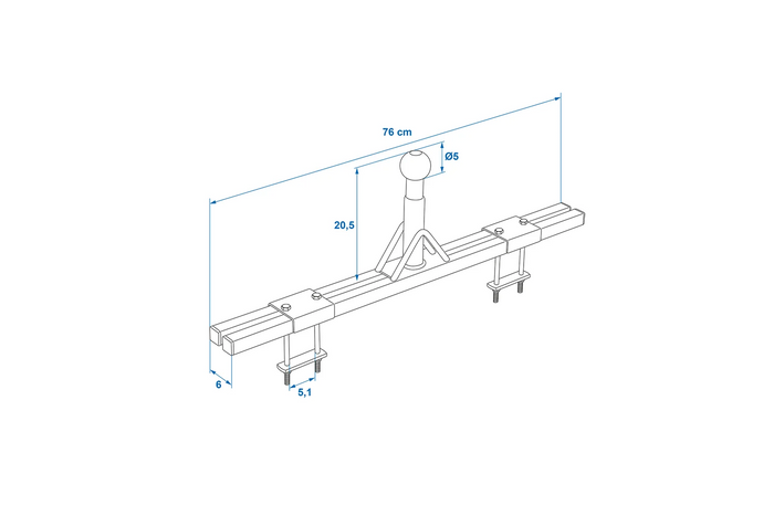 ProPlus 330238 fietsendrageradapter voor trekhaak met een dissel van 760 mm.