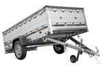 Enkelassige aanhanger met aluminium zijwanden 264x125 Unitrailer Garden 264 KIPP ALU met BIS-zijwanden, H-0 frame en grijze afdekking