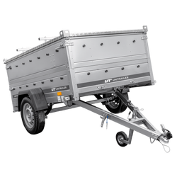 Lichte aanhangwagen op veren 200x125 UNITRAILER GARDEN 201/R KIPP met BIS zijwanden en aluminium deksel