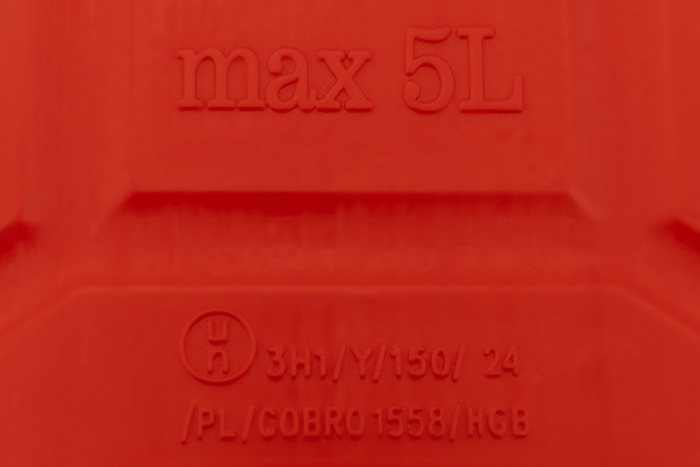 5L HERMON kunststof jerrycan met trechter, rood